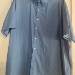 Men's Cerulean Blue Button Down Short Sleeve XXL